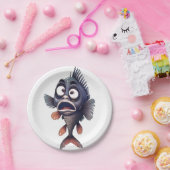 Funny Surprised Fish – Cartoon Fish Plate Design ペーパープレート (パーティー)