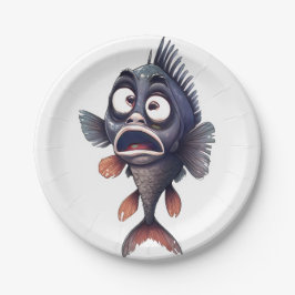 Funny Surprised Fish – Cartoon Fish Plate Design ペーパープレート