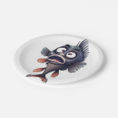 Funny Surprised Fish – Cartoon Fish Plate Design ペーパープレート (アングル)