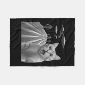 Funny Surprised Scared Cat Selfie With Bigfoot And フリースブランケット (正面(横))