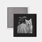 Funny Surprised Scared Cat Selfie With Bigfoot And マグネット (正面/裏面)