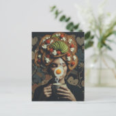 Funny Surreal Avocado Toast and Coffee lady ポストカード (スタンド正面)