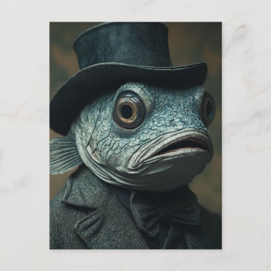 Funny Surreal Fish in a Suit ポストカード (正面)
