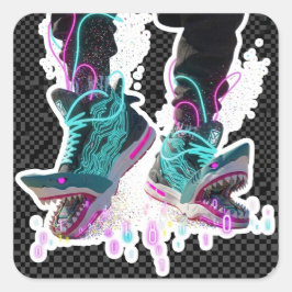 Funny Surreal Italian Meme Art - Abstract Brainrot スクエアシール