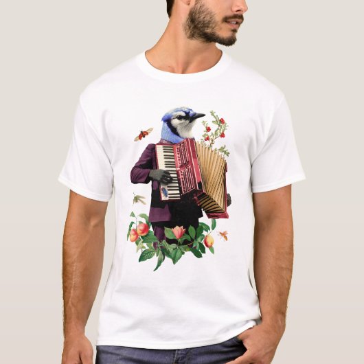 Funny Surreal Musical Bluejay Bird Tシャツ (正面)