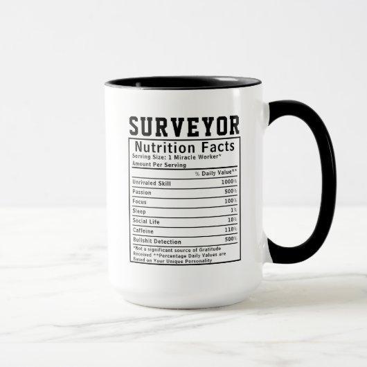 Funny Surveyor Nutrition Facts engineering gifts マグカップ (右)