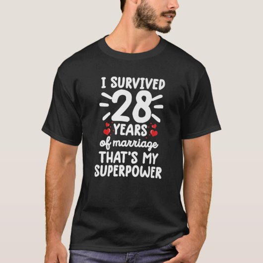Funny Survived 28 Years Of Marriage 28Th Wedding A Tシャツ (正面)