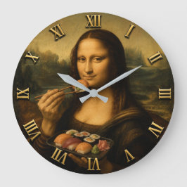 Funny Sushi Mona Lisa ラージ壁時計