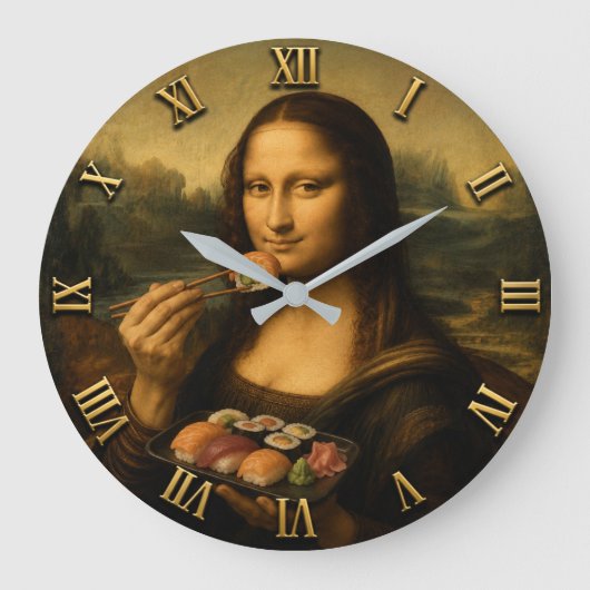 Funny Sushi Mona Lisa ラージ壁時計 (正面)