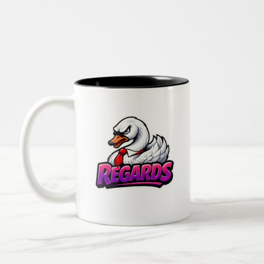 Funny Swan Regards Office Sarcasm Coffee Mug ツートーンマグカップ (左)