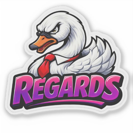 Funny Swan Regards Office Sarcasm Sticker シール (正面)