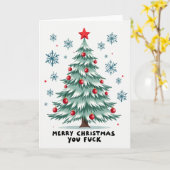 Funny Sweary Christmas Tree Card カード (黄色い花)