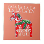 Funny Swedish Christmas God Jul Dala Horse Dalahos タイル (正面)