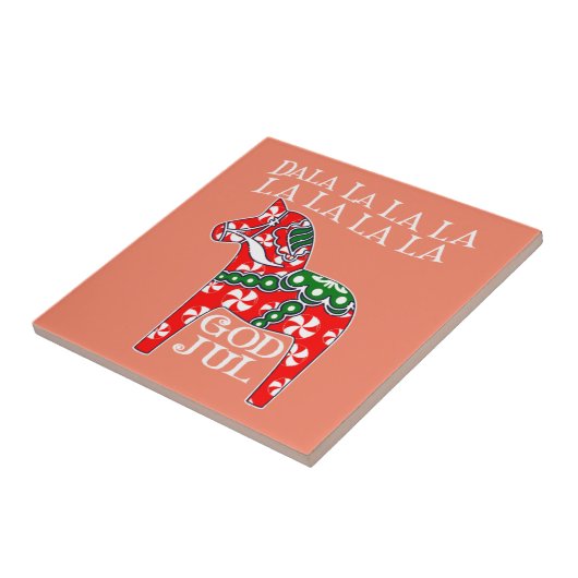Funny Swedish Christmas God Jul Dala Horse Dalahos タイル (側面)