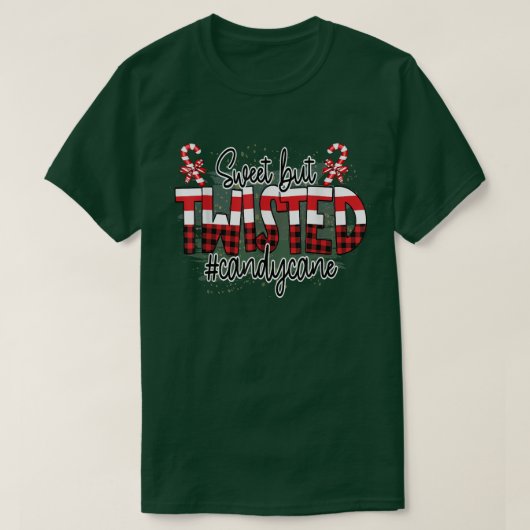 Funny Sweet But Twisted Buffalo Plaid Candy Cane C Tシャツ (デザイン正面)