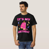 Funny Sweet Donut It's My 4th Birthday 4 Yrs Old G Tシャツ (正面フル)