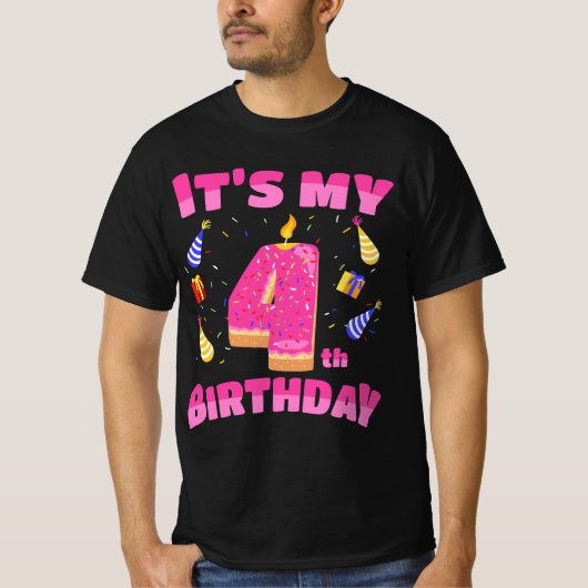 Funny Sweet Donut It's My 4th Birthday 4 Yrs Old G Tシャツ (正面)