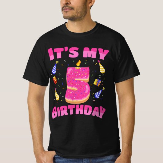Funny Sweet Donut It's My 5th Birthday 5 Yrs Old G Tシャツ (正面)