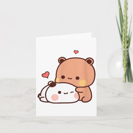 Funny Sweet Kawaii Kp Bear Panda Hugging Couple Lo カード (正面)