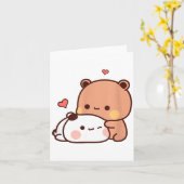 Funny Sweet Kawaii Kp Bear Panda Hugging Couple Lo カード (黄色い花)
