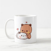 Funny Sweet Kawaii Kp Bear Panda Hugging Couple Lo コーヒーマグカップ (左)