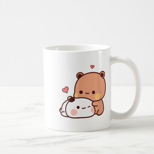 Funny Sweet Kawaii Kp Bear Panda Hugging Couple Lo コーヒーマグカップ (右)