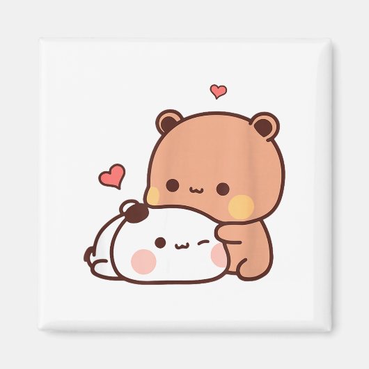 Funny Sweet Kawaii Kp Bear Panda Hugging Couple Lo マグネット (正面)