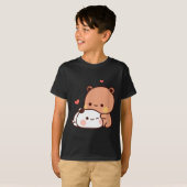 Funny Sweet Kawaii Kp Bear Panda Hugging Couple Lo Tシャツ (正面フル)