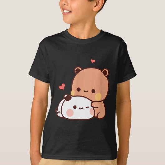 Funny Sweet Kawaii Kp Bear Panda Hugging Couple Lo Tシャツ (正面)