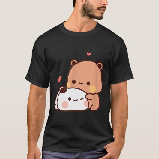 Funny Sweet Kawaii Kp Bear Panda Hugging Couple Lo Tシャツ (正面)