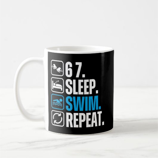 Funny Swimmer 67 Sleep Swim Repeat コーヒーマグカップ (左)