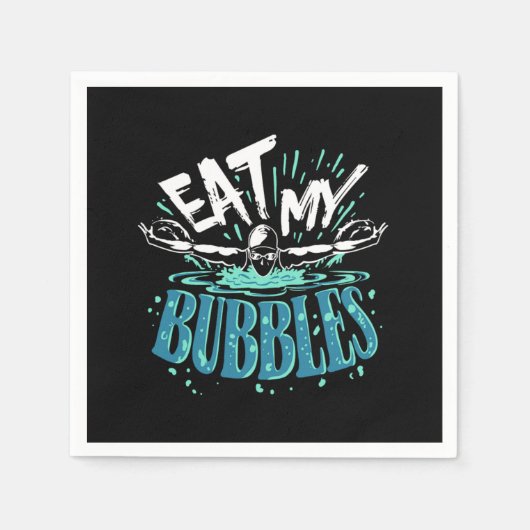Funny Swimming Eat My Bubbles Swim Swimmer スタンダードカクテルナプキン (正面)