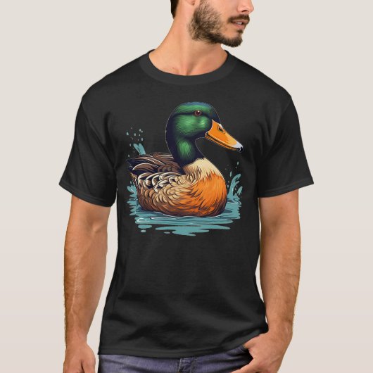 Funny swimming wild Duck for Mallard Bird Lovers Tシャツ (正面)