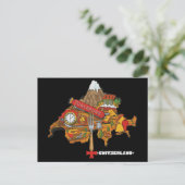 Funny Switzerland Souvenir Toblerone Swiss Map ポストカード (スタンド正面)