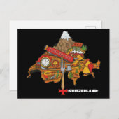 Funny Switzerland Souvenir Toblerone Swiss Map ポストカード (正面/裏面)