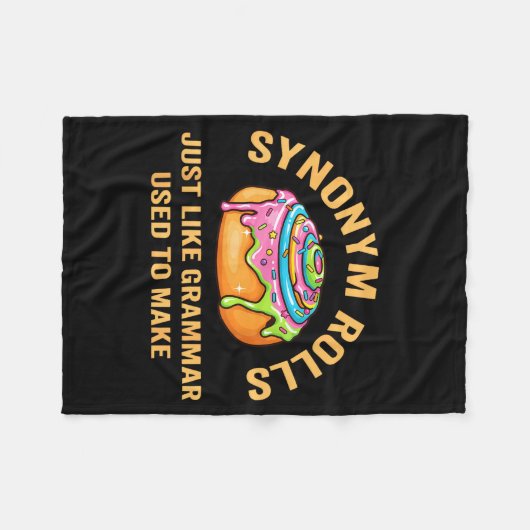 Funny Synonym Rolls Joke Cinnamon Rolls Grammar Pu フリースブランケット (正面(横))