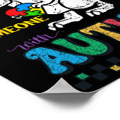 Funny T.rex Dino Dinosaur I Love Someone With Auti ポスター (角)