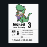 Funny T-rex Dinosaur eating Ramen Noodles インビテーションポストカード<br><div class="desc">Cute unique fun green trex dinosaur eating a bowl of Ramen noodles cartoon is popular with dinosaur lovers and Ramen noodle lovers and pasta lovers and animal lovers.</div>