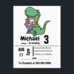 Funny T-rex Dinosaur eating Ramen Noodles インビテーションポストカード<br><div class="desc">Cute unique fun green trex dinosaur eating a bowl of Ramen noodles cartoon is popular with dinosaur lovers and Ramen noodle lovers and pasta lovers and animal lovers.</div>