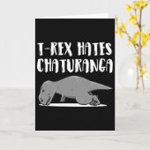 Funny T-rex Dinosaur Yoga Apparel Perfect Present  カード (黄色い花)
