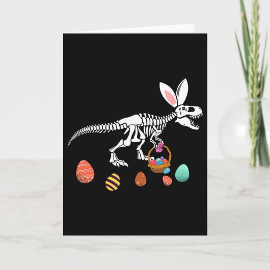 Funny T Rex Easter Skeleton Bunny Sket Egg Hunt Ea カード (正面)