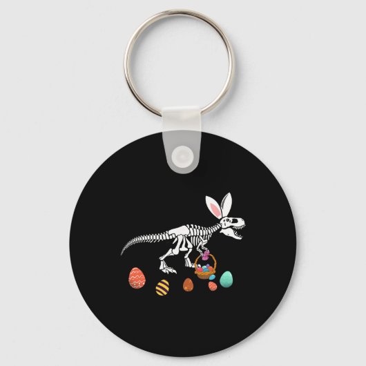 Funny T Rex Easter Skeleton Bunny Sket Egg Hunt Ea キーホルダー (正面)