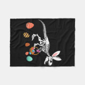 Funny T Rex Easter Skeleton Bunny Sket Egg Hunt Ea フリースブランケット (正面(横))