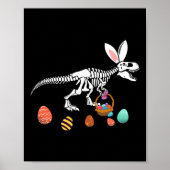 Funny T Rex Easter Skeleton Bunny Sket Egg Hunt Ea ポスター (正面)