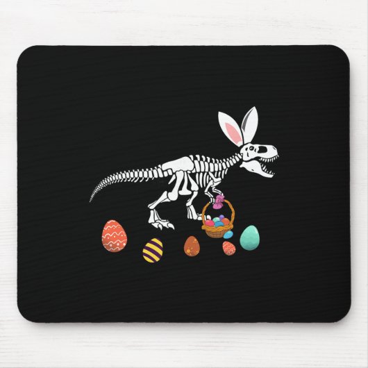 Funny T Rex Easter Skeleton Bunny Sket Egg Hunt Ea マウスパッド (正面)