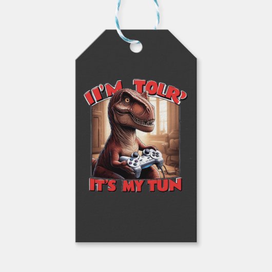 Funny T-Rex Gamer Quote Design ギフトタグ (正面)