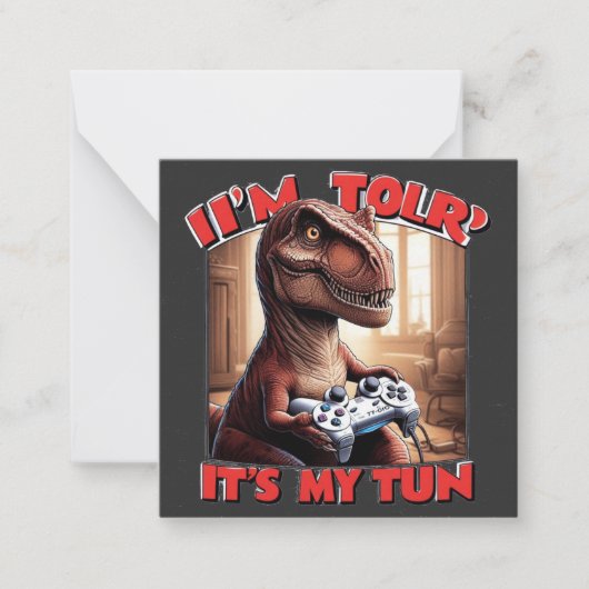 Funny T-Rex Gamer Quote Design ノートカード (正面)