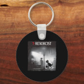 Funny T-rex Horror Parody Dinosaur Halloween Retro キーホルダー (正面)