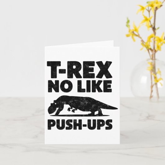 Funny T-rex No Like Push-ups Dinosaur Workout Gym  カード (黄色い花)