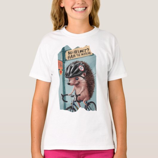 Funny T-shirt ,Hedgehog in a helmet Tシャツ (正面)